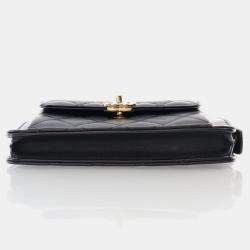 Chanel Black Lambskin Front Pocket Clutch With Chain