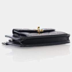 Chanel Black Lambskin Front Pocket Clutch With Chain