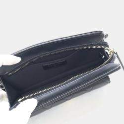 Chanel Black Lambskin Front Pocket Clutch With Chain