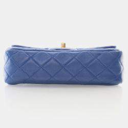 Chanel Mini Rectangular Blue Lambskin Pearl Crush Classic Flap Bag