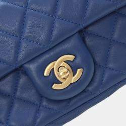 Chanel Mini Rectangular Blue Lambskin Pearl Crush Classic Flap Bag