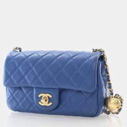 Chanel Mini Rectangular Blue Lambskin Pearl Crush Classic Flap Bag