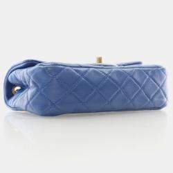 Chanel Mini Rectangular Blue Lambskin Pearl Crush Classic Flap Bag
