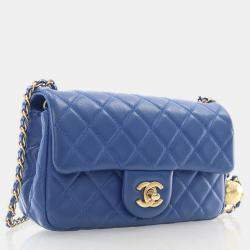 Chanel Mini Rectangular Blue Lambskin Pearl Crush Classic Flap Bag