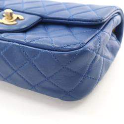 Chanel Mini Rectangular Blue Lambskin Pearl Crush Classic Flap Bag