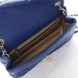 Chanel Mini Rectangular Blue Lambskin Pearl Crush Classic Flap Bag