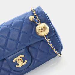 Chanel Mini Rectangular Blue Lambskin Pearl Crush Classic Flap Bag