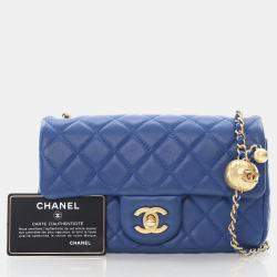 Chanel Mini Rectangular Blue Lambskin Pearl Crush Classic Flap Bag