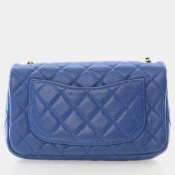 Chanel Mini Rectangular Blue Lambskin Pearl Crush Classic Flap Bag