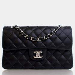 Chanel Classic Double Flap Small Black Lambskin Shoulder Bag