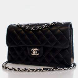 Chanel Classic Double Flap Small Black Lambskin Shoulder Bag