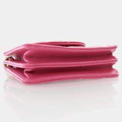 Chanel Mini Pink Lambskin Flap Clutch On Chain