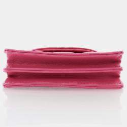 Chanel Mini Pink Lambskin Flap Clutch On Chain