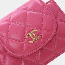 Chanel Mini Pink Lambskin Flap Clutch On Chain