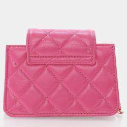 Chanel Mini Pink Lambskin Flap Clutch On Chain