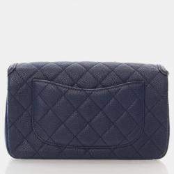 Chanel Small Navy Blue Caviar Filigree Flap Bag