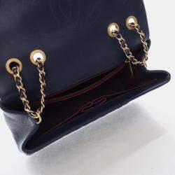 Chanel Small Navy Blue Caviar Filigree Flap Bag