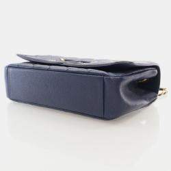Chanel Small Navy Blue Caviar Filigree Flap Bag