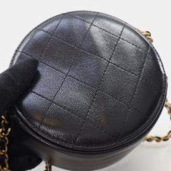 Chanel Black Lambskin Pearl Round Clutch