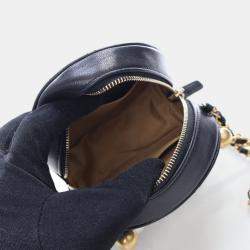 Chanel Black Lambskin Pearl Round Clutch