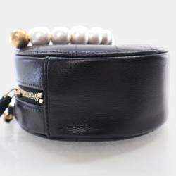 Chanel Black Lambskin Pearl Round Clutch