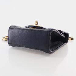 Chanel Black Goatskin Chic Pearl Clutch With Chain