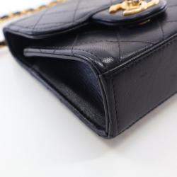 Chanel Black Goatskin Chic Pearl Clutch With Chain