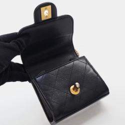 Chanel Black Goatskin Chic Pearl Clutch With Chain