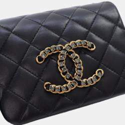 Chanel Mini Black Lambskin Crystal CC Full Flap Bag