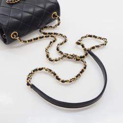 Chanel Mini Black Lambskin Crystal CC Full Flap Bag