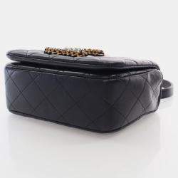 Chanel Mini Black Lambskin Crystal CC Full Flap Bag