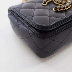 Chanel Mini Black Lambskin Crystal CC Full Flap Bag