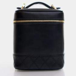 Chanel Vintage Black Lambskin CC Vanity Case