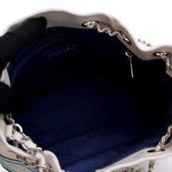 Chanel Medium White Mixed Fiber Venise Biarritz Bucket Bag