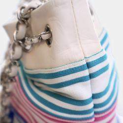 Chanel Medium White Mixed Fiber Venise Biarritz Bucket Bag