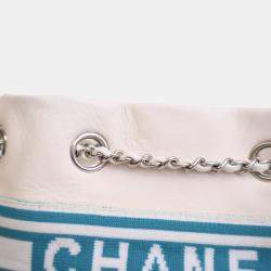 Chanel Medium White Mixed Fiber Venise Biarritz Bucket Bag