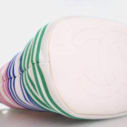 Chanel Medium White Mixed Fiber Venise Biarritz Bucket Bag