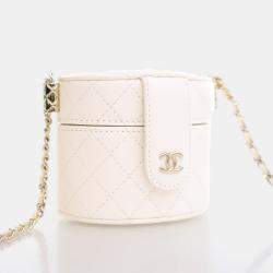Chanel Mini White Lambskin CC Allure Vanity Case With Chain