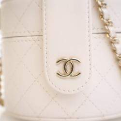 Chanel Mini White Lambskin CC Allure Vanity Case With Chain