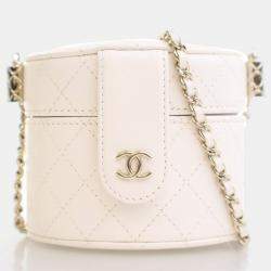Chanel Mini White Lambskin CC Allure Vanity Case With Chain