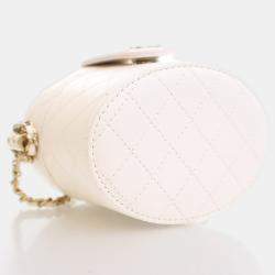 Chanel Mini White Lambskin CC Allure Vanity Case With Chain