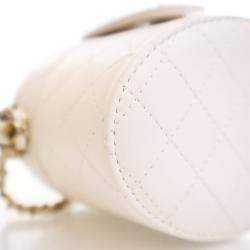Chanel Mini White Lambskin CC Allure Vanity Case With Chain