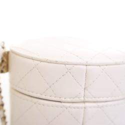 Chanel Mini White Lambskin CC Allure Vanity Case With Chain