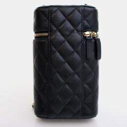 Chanel Vanity CC Black Caviar Phone Holder With Chain