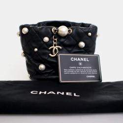 Chanel About Pearls Mini Black Lambskin Bucket Bag