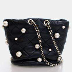 Chanel About Pearls Mini Black Lambskin Bucket Bag