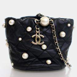 Chanel About Pearls Mini Black Lambskin Bucket Bag