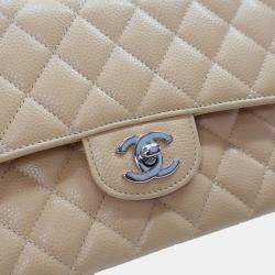 Chanel Classic Double Flap Medium Beige Caviar Shoulder Bag