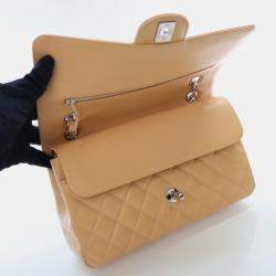 Chanel Classic Double Flap Medium Beige Caviar Shoulder Bag