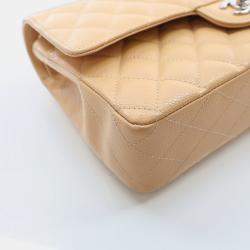 Chanel Classic Double Flap Medium Beige Caviar Shoulder Bag